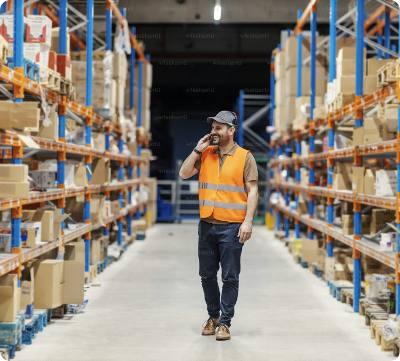 Warehouse worker in logistics facility